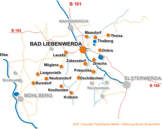 Ein Klick auf den Orttsteil und los geht es!